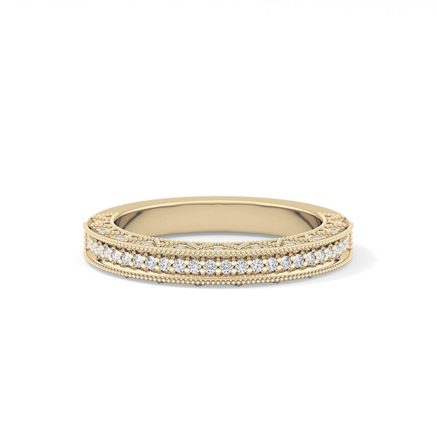 Half Eternity Wedding Band with 0.27 TCW Round Cut Moissanite – Yellow, White, or Rose Gold