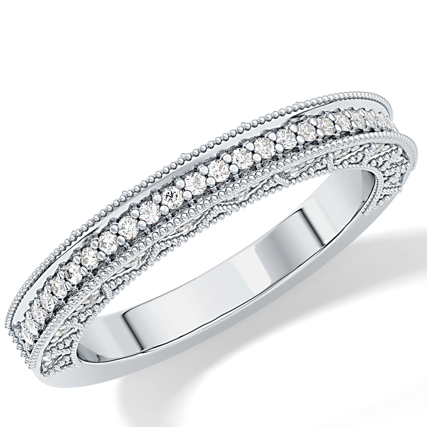Half Eternity Wedding Band with 0.27 TCW Round Cut Moissanite – Yellow, White, or Rose Gold