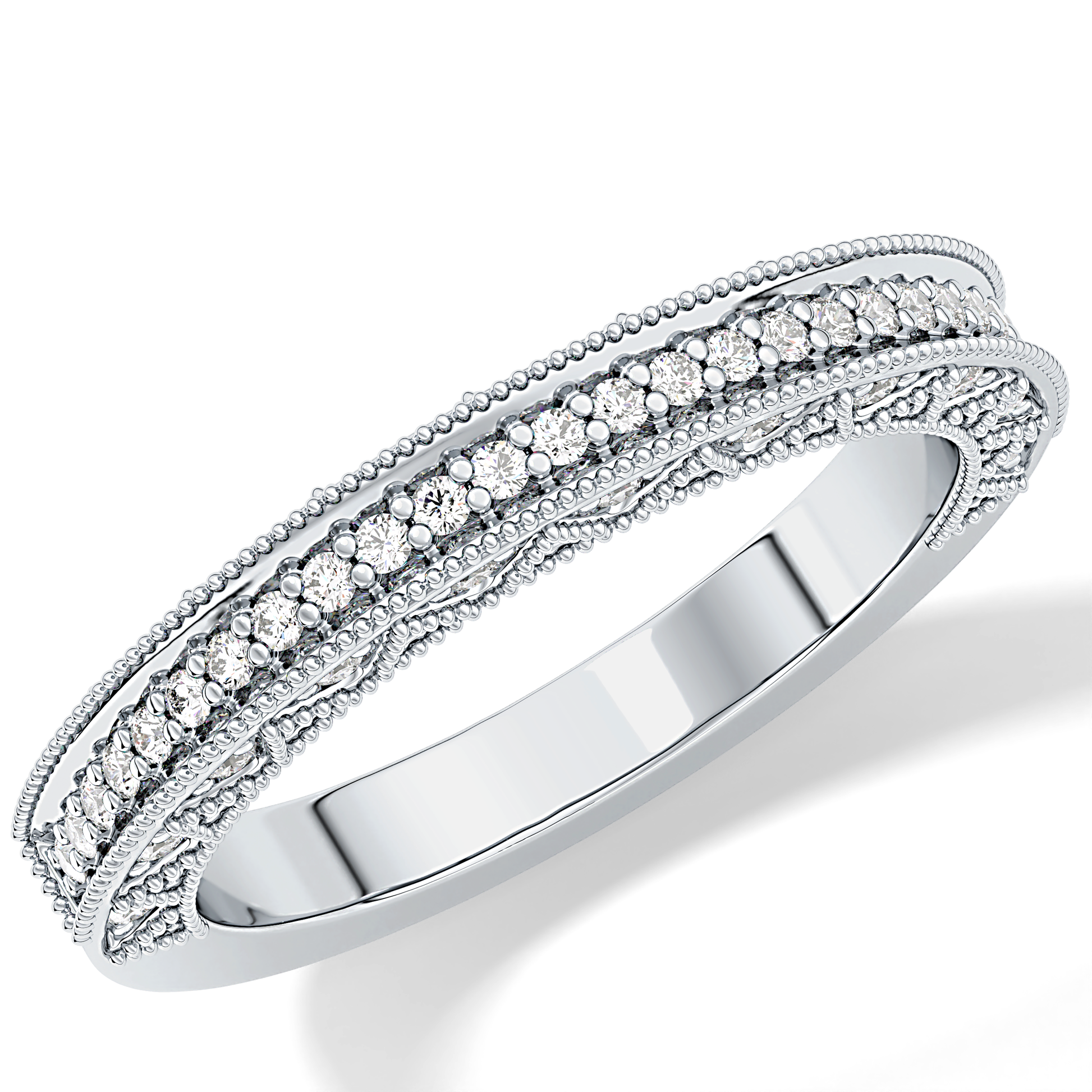 Half Eternity Wedding Band with 0.27 TCW Round Cut Moissanite – Yellow, White, or Rose Gold