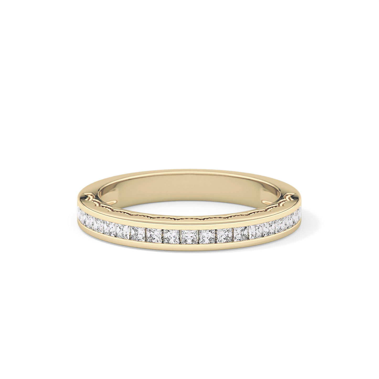 Half Eternity Wedding Band with 0.48 TCW Princess Cut Moissanite – Yellow, White, or Rose Gold