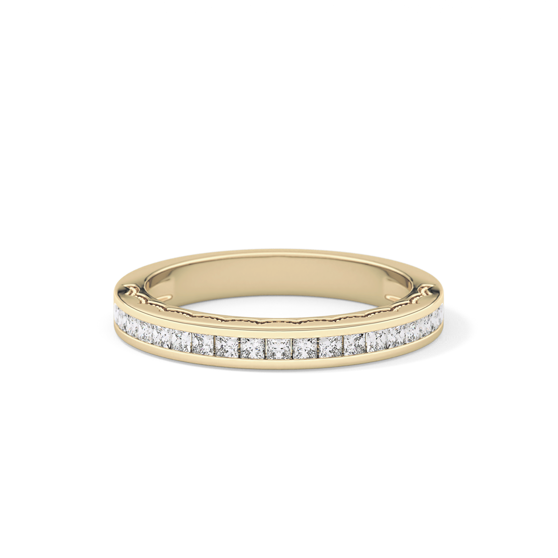 Half Eternity Wedding Band with 0.48 TCW Princess Cut Moissanite – Yellow, White, or Rose Gold