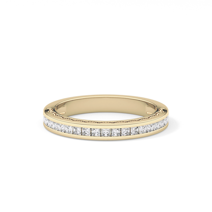 Half Eternity Wedding Band with 0.48 TCW Princess Cut Moissanite – Yellow, White, or Rose Gold