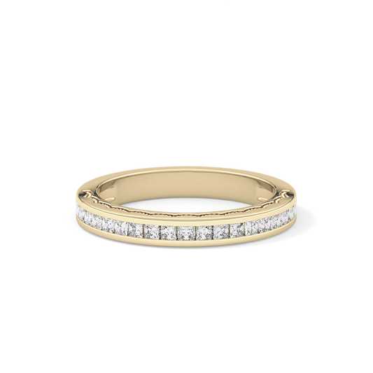 Half Eternity Wedding Band with 0.48 TCW Princess Cut Moissanite – Yellow, White, or Rose Gold