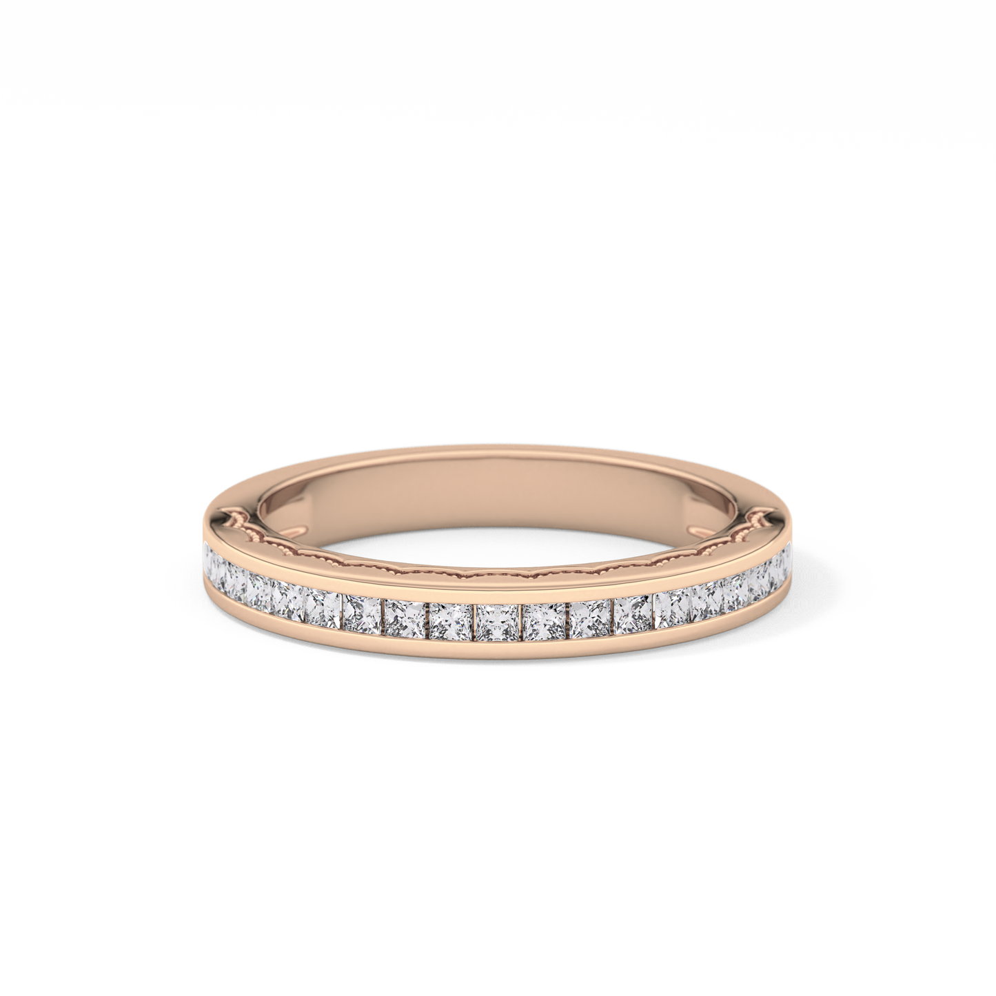 Half Eternity Wedding Band with 0.48 TCW Princess Cut Moissanite – Yellow, White, or Rose Gold