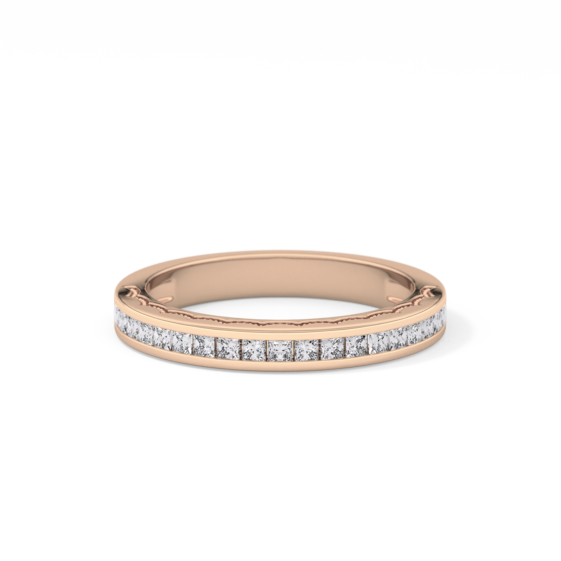 Half Eternity Wedding Band with 0.48 TCW Princess Cut Moissanite – Yellow, White, or Rose Gold