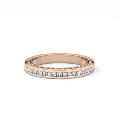 Half Eternity Wedding Band with 0.48 TCW Princess Cut Moissanite – Yellow, White, or Rose Gold