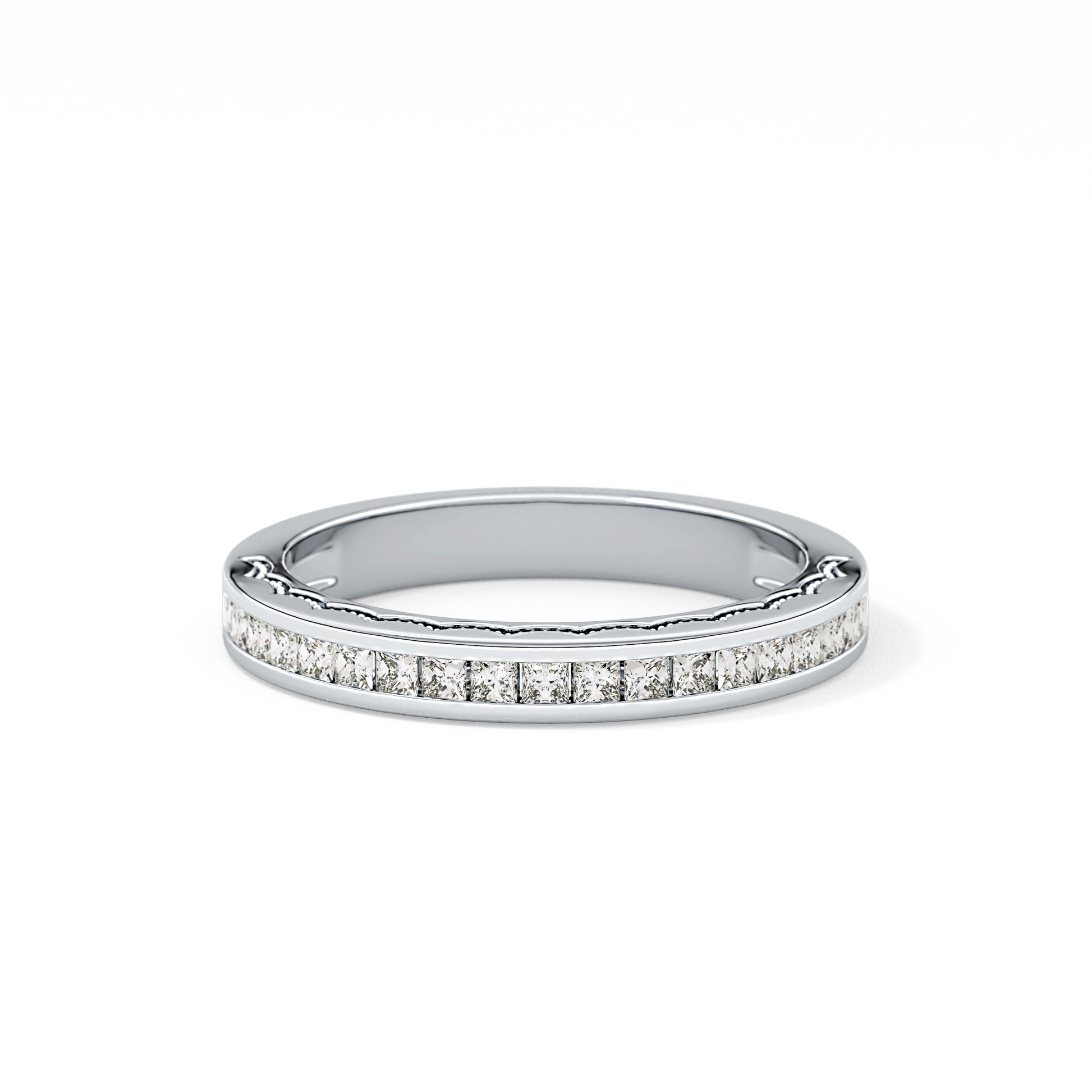 Half Eternity Wedding Band with 0.48 TCW Princess Cut Moissanite – Yellow, White, or Rose Gold