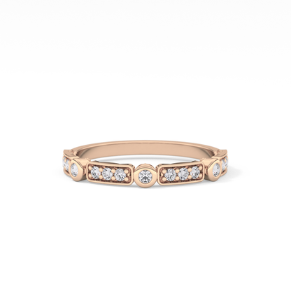 Half Eternity Wedding Band with 0.2 TCW Round Cut Moissanite – Yellow, White, or Rose Gold