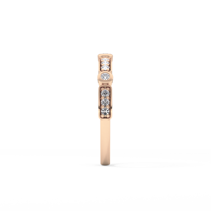 Half Eternity Wedding Band with 0.2 TCW Round Cut Moissanite – Yellow, White, or Rose Gold