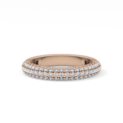 Half Eternity Wedding Band with 0.68 TCW Round Cut Moissanite – Yellow, White, or Rose Gold