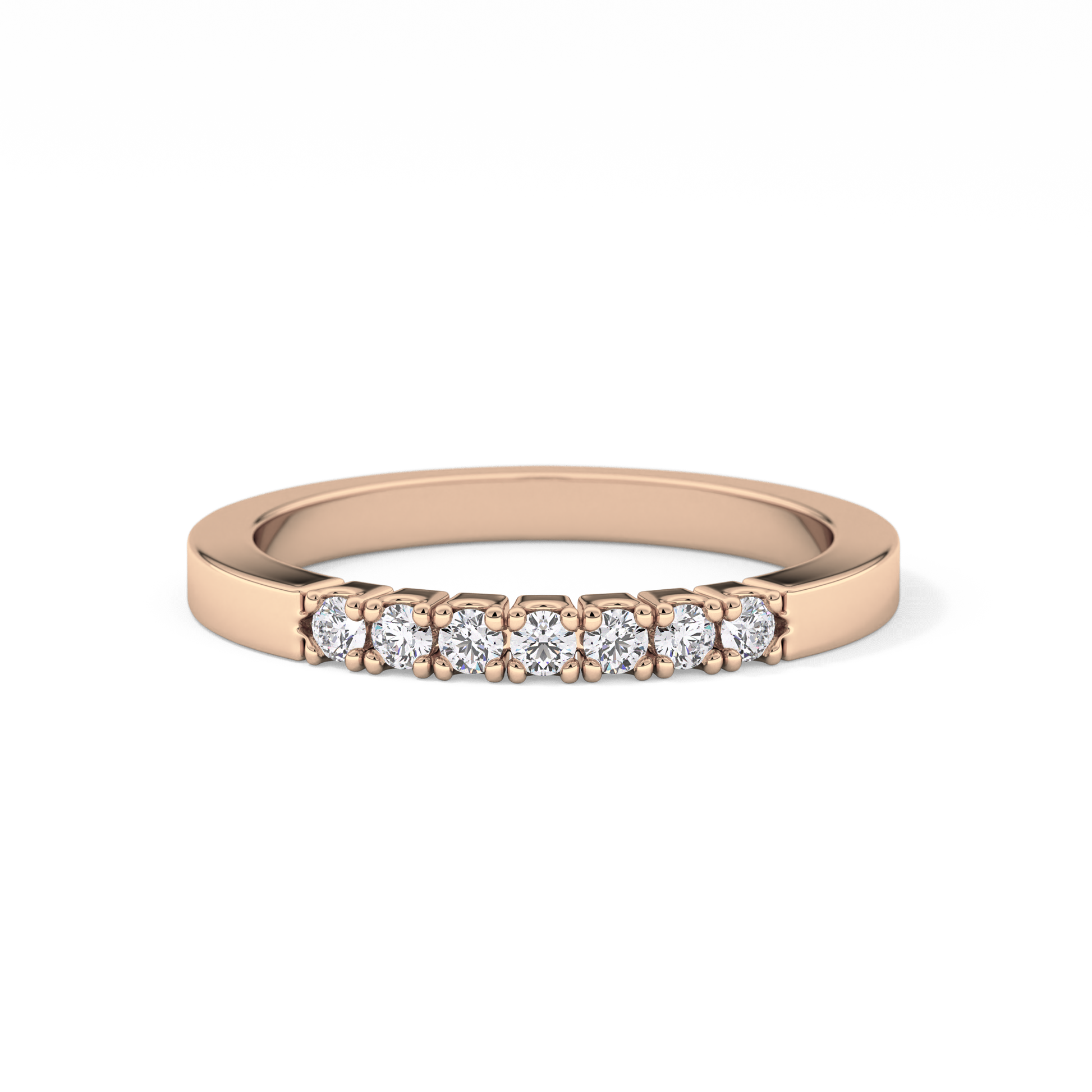 Multi Stones Wedding Band with 0.24 TCW Round Cut Moissanite – Yellow, White, or Rose Gold