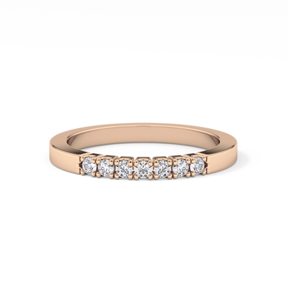 Multi Stones Wedding Band with 0.24 TCW Round Cut Moissanite – Yellow, White, or Rose Gold