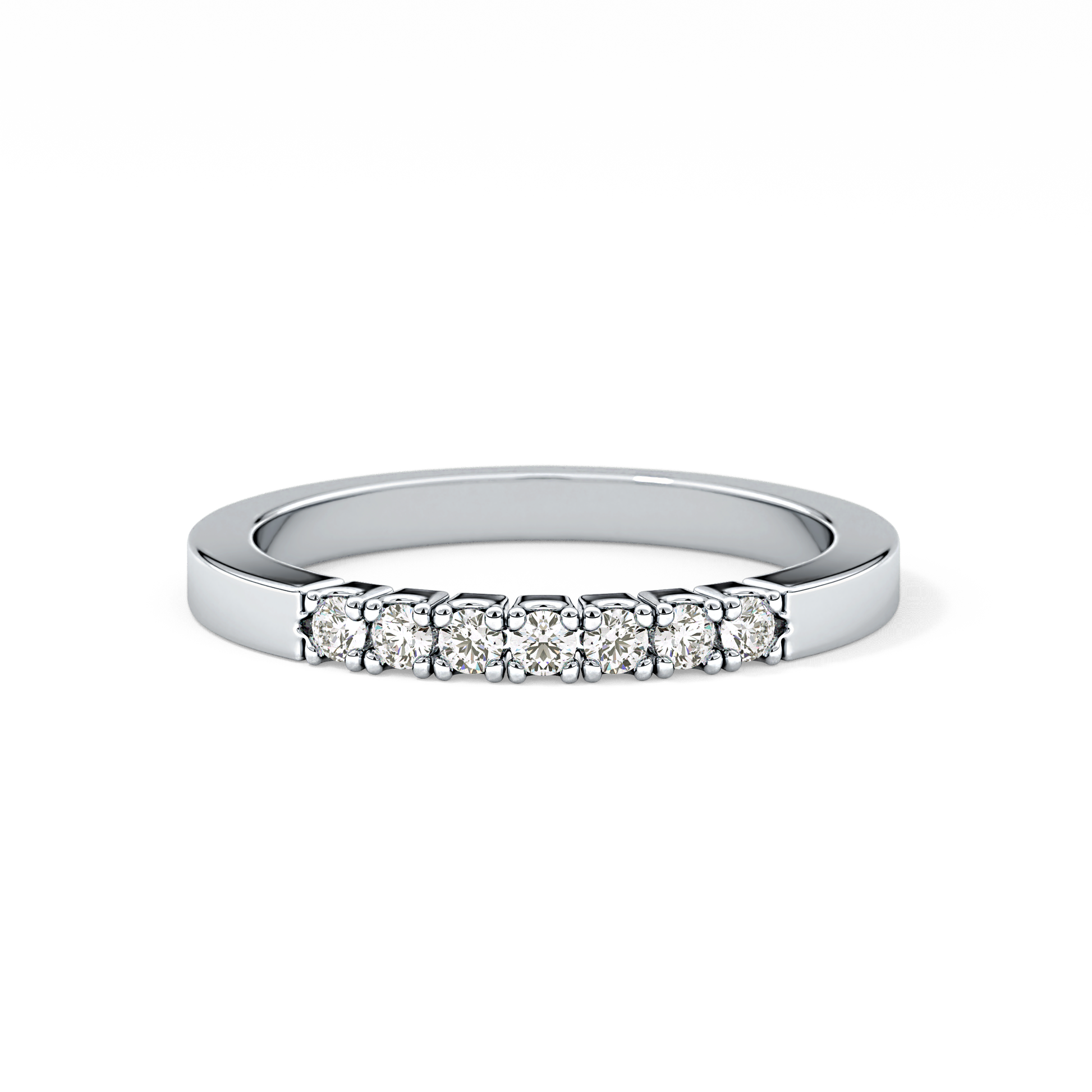 Multi Stones Wedding Band with 0.24 TCW Round Cut Moissanite – Yellow, White, or Rose Gold