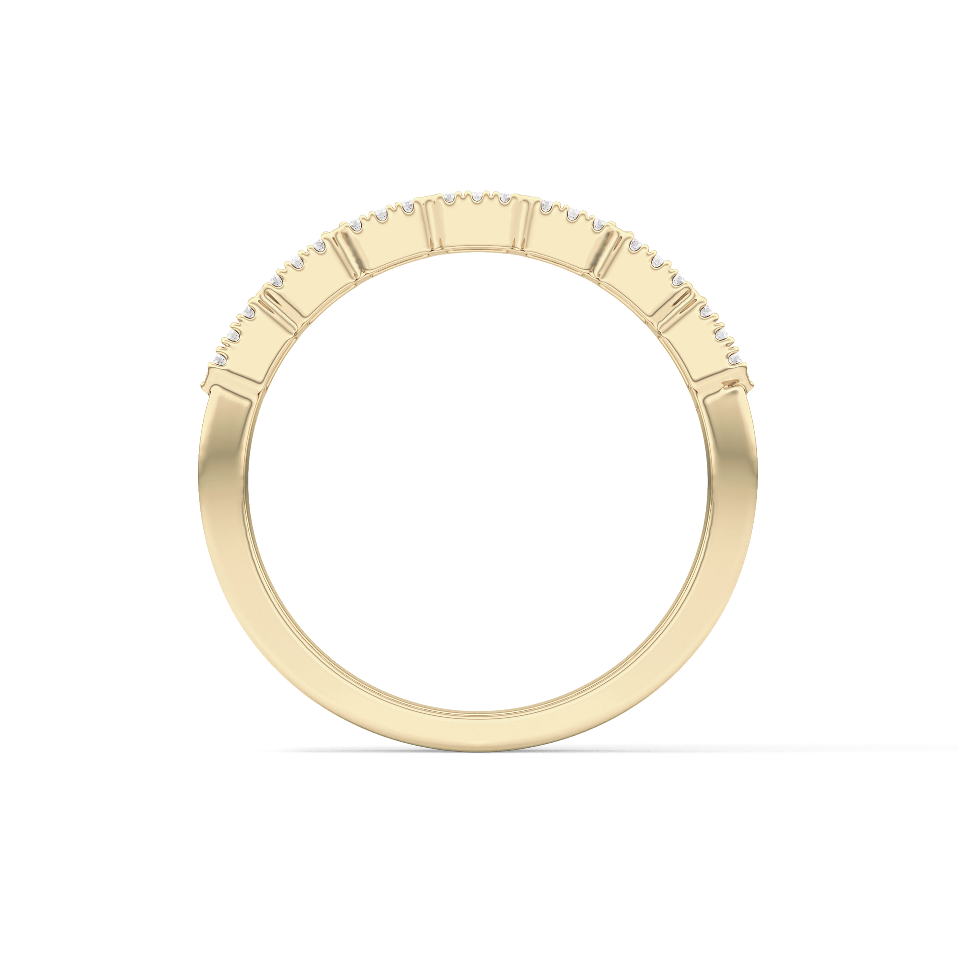 Half Eternity Wedding Band with 0.71 TCW Round and Baguette Cut Moissanite – Yellow, White, or Rose Gold