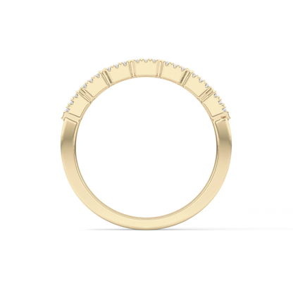 Half Eternity Wedding Band with 0.71 TCW Round and Baguette Cut Moissanite – Yellow, White, or Rose Gold