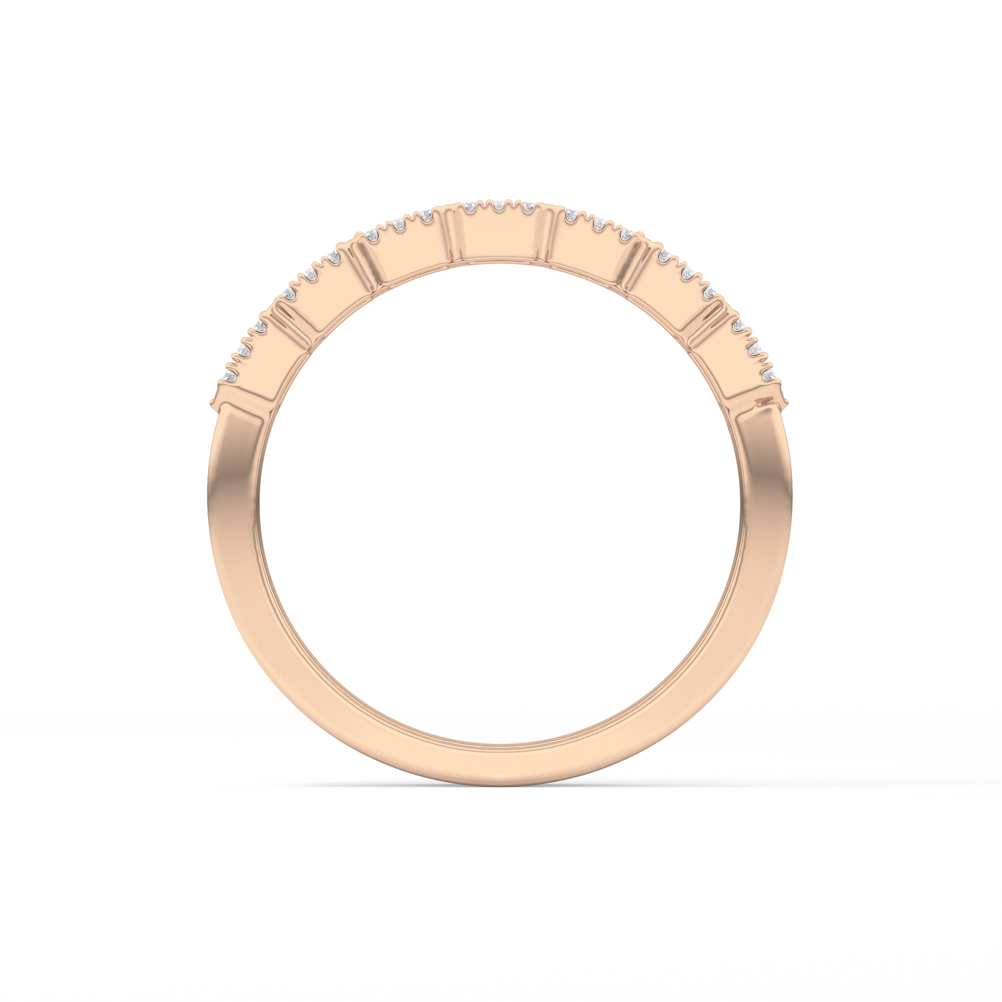 Half Eternity Wedding Band with 0.71 TCW Round and Baguette Cut Moissanite – Yellow, White, or Rose Gold