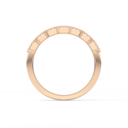 Half Eternity Wedding Band with 0.71 TCW Round and Baguette Cut Moissanite – Yellow, White, or Rose Gold
