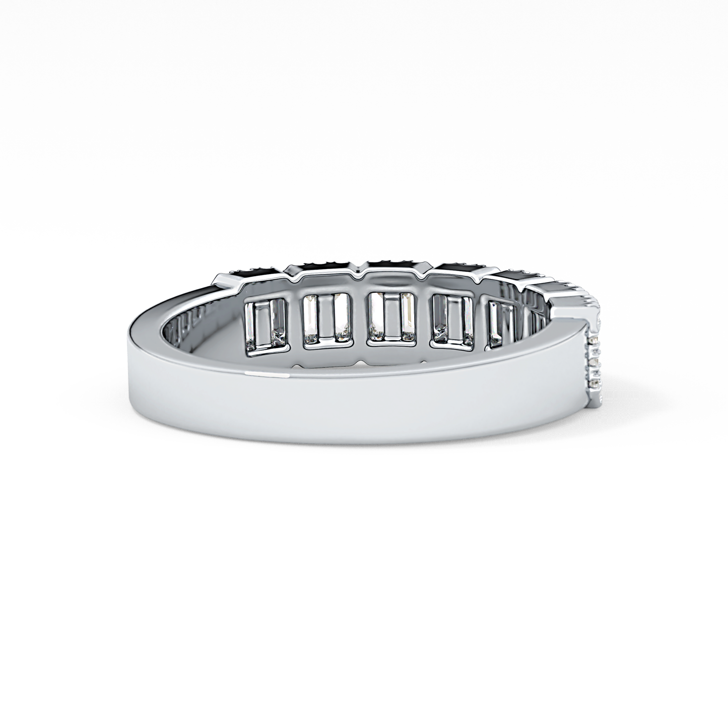 Half Eternity Wedding Band with 0.71 TCW Round and Baguette Cut Moissanite – Yellow, White, or Rose Gold