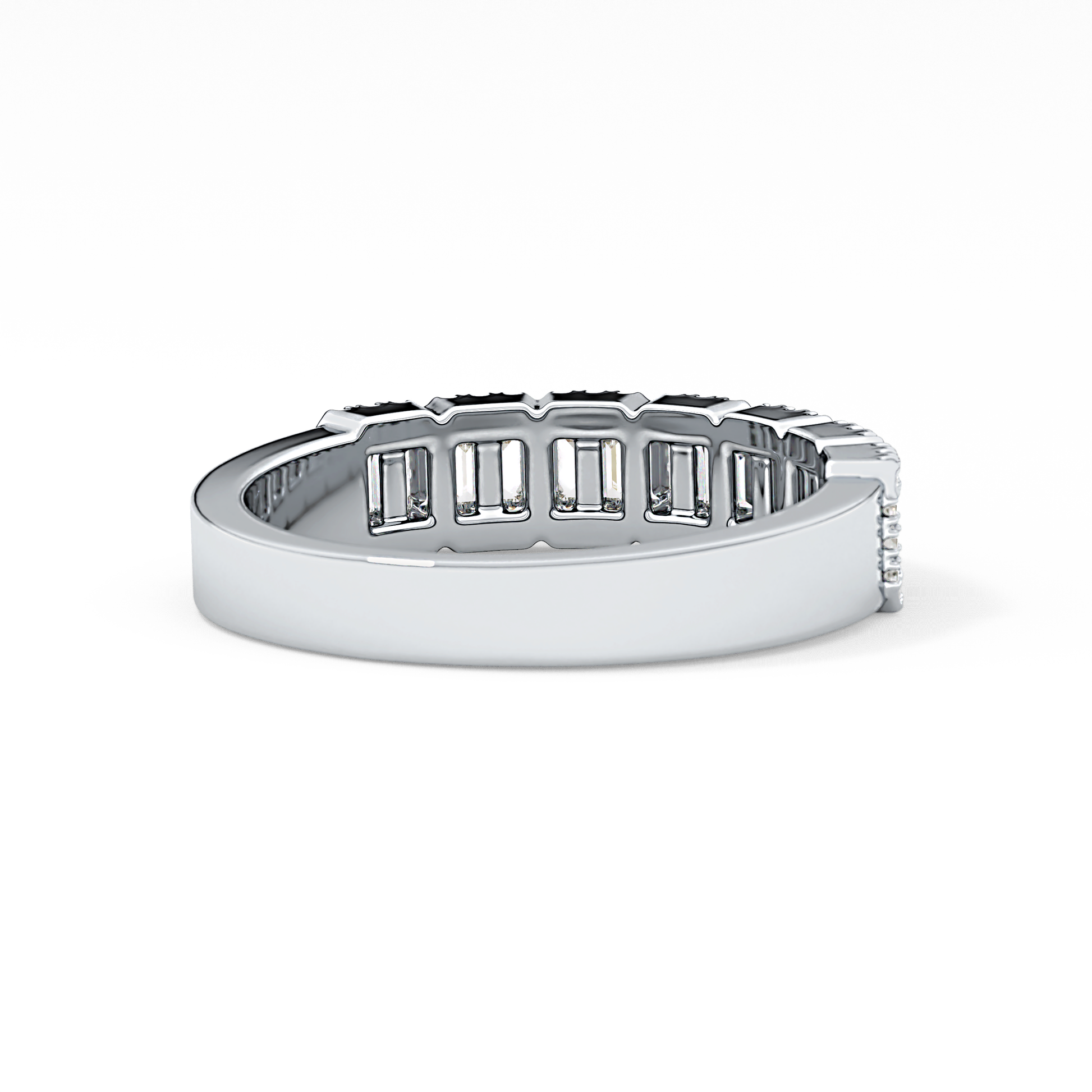 Half Eternity Wedding Band with 0.71 TCW Round and Baguette Cut Moissanite – Yellow, White, or Rose Gold