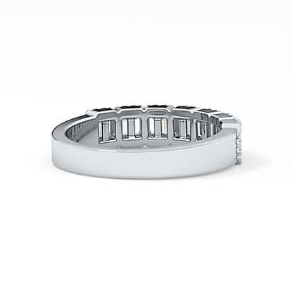 Half Eternity Wedding Band with 0.71 TCW Round and Baguette Cut Moissanite – Yellow, White, or Rose Gold