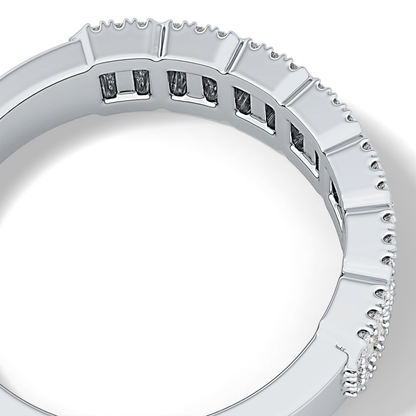 Half Eternity Wedding Band with 0.71 TCW Round and Baguette Cut Moissanite – Yellow, White, or Rose Gold