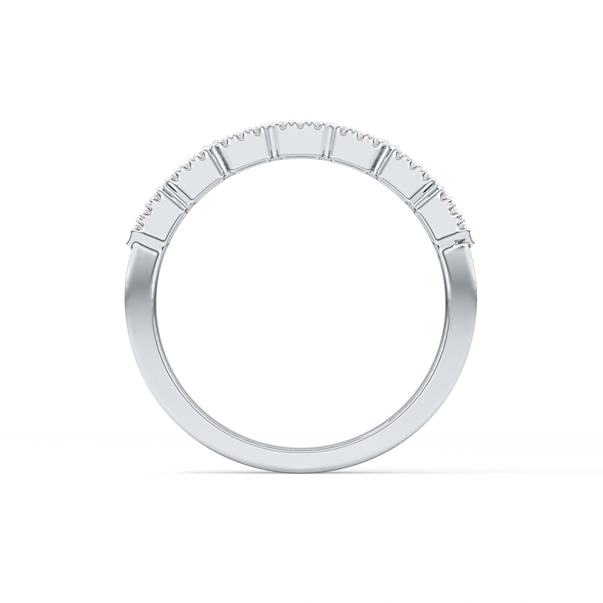Half Eternity Wedding Band with 0.71 TCW Round and Baguette Cut Moissanite – Yellow, White, or Rose Gold