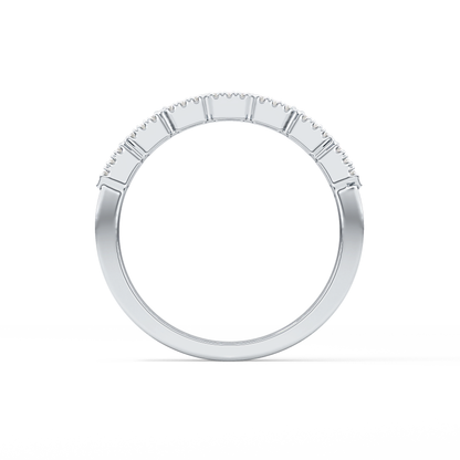 Half Eternity Wedding Band with 0.71 TCW Round and Baguette Cut Moissanite – Yellow, White, or Rose Gold