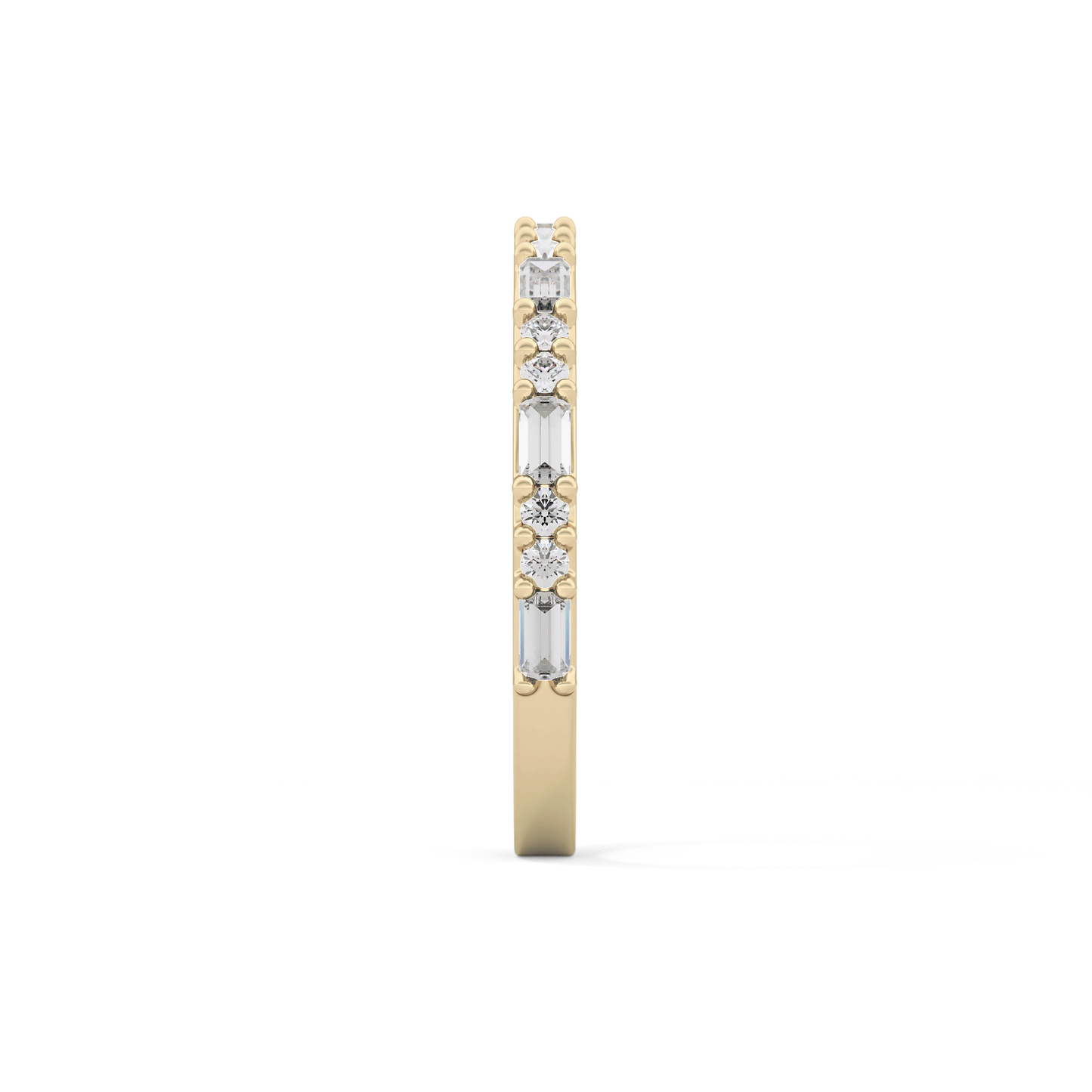 Half Eternity Wedding Band with 0.70 TCW Round and Baguette Cut Moissanite – Yellow, White, or Rose Gold