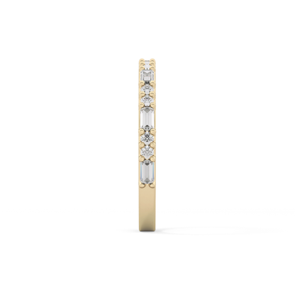 Half Eternity Wedding Band with 0.70 TCW Round and Baguette Cut Moissanite – Yellow, White, or Rose Gold