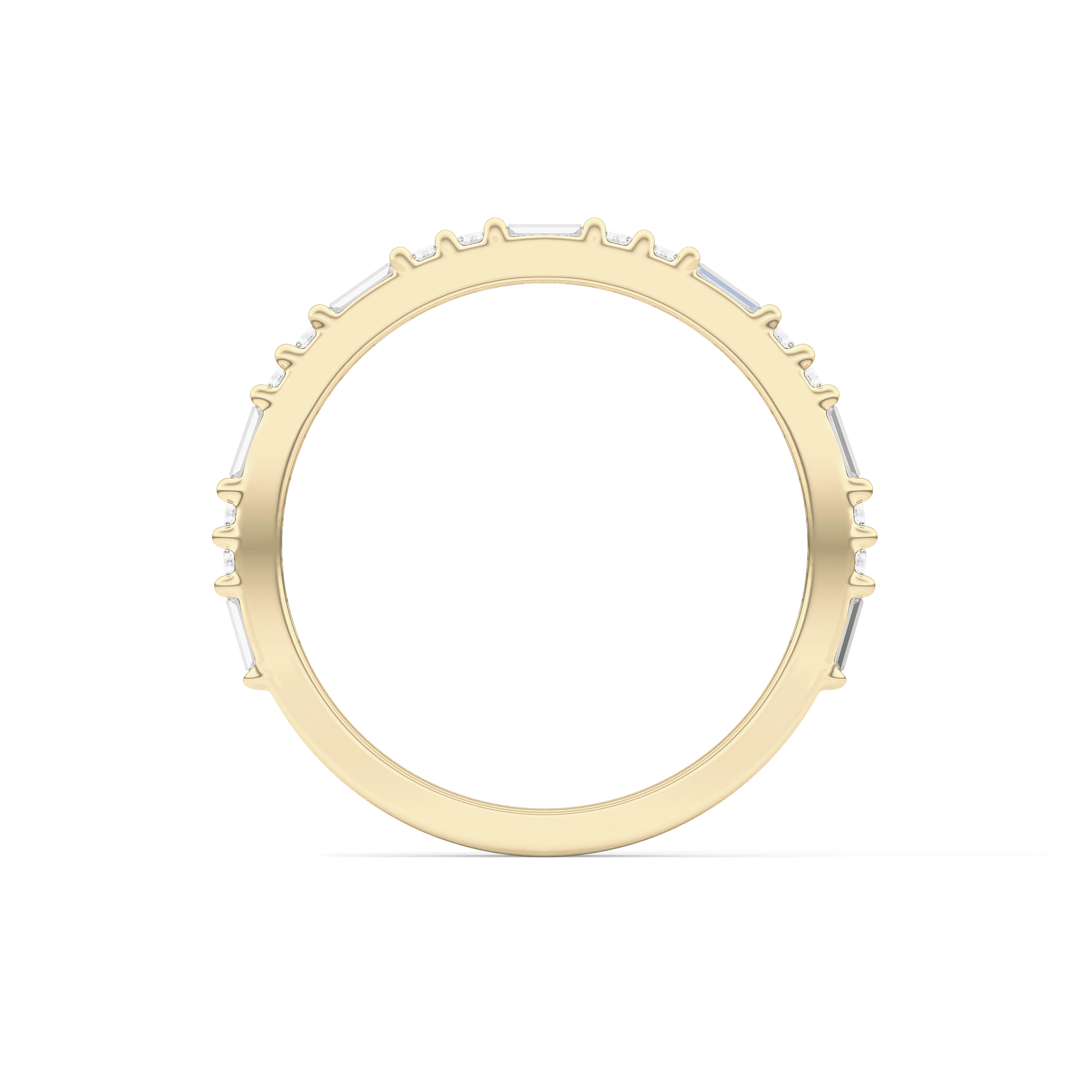 Half Eternity Wedding Band with 0.70 TCW Round and Baguette Cut Moissanite – Yellow, White, or Rose Gold