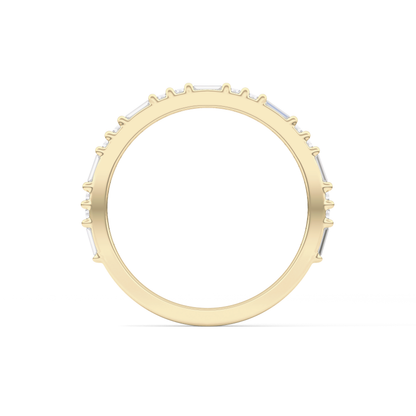 Half Eternity Wedding Band with 0.70 TCW Round and Baguette Cut Moissanite – Yellow, White, or Rose Gold