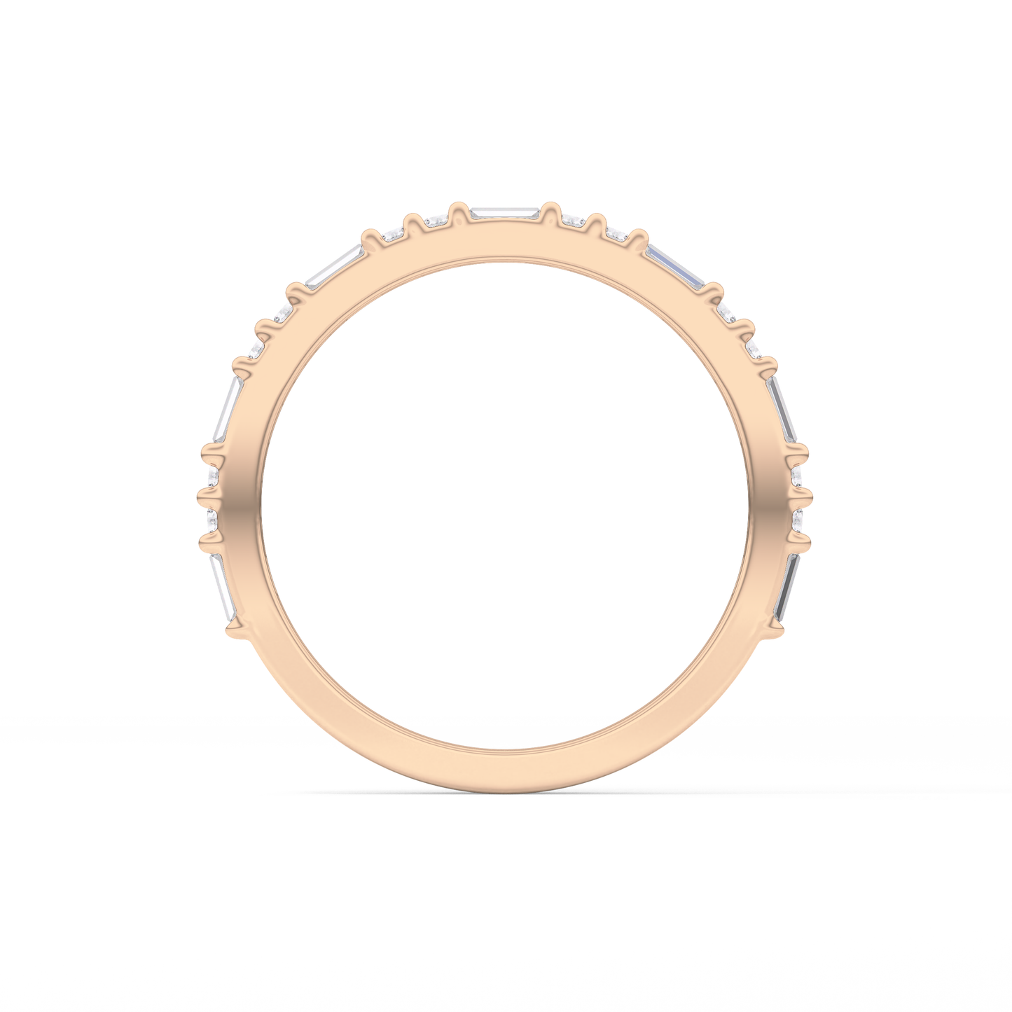 Half Eternity Wedding Band with 0.70 TCW Round and Baguette Cut Moissanite – Yellow, White, or Rose Gold