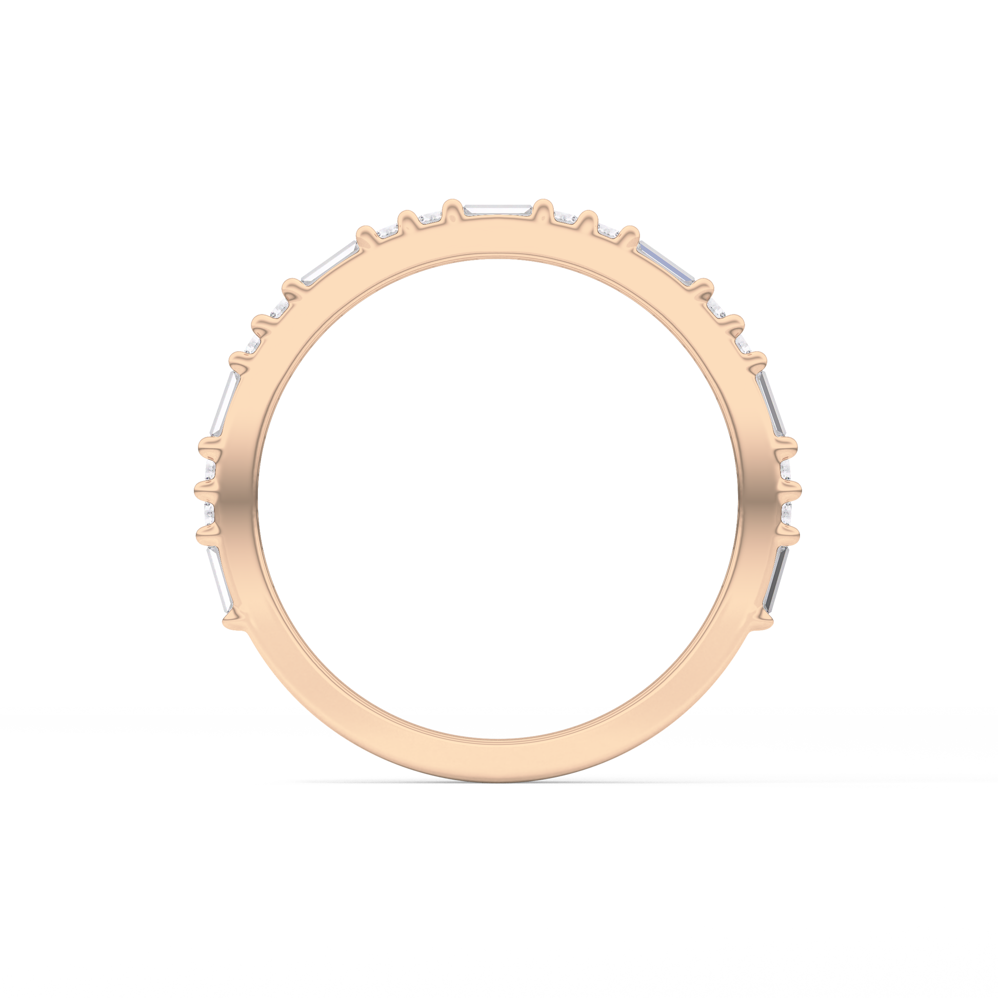 Half Eternity Wedding Band with 0.70 TCW Round and Baguette Cut Moissanite – Yellow, White, or Rose Gold