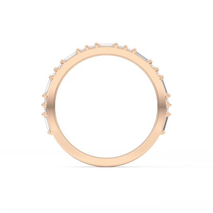 Half Eternity Wedding Band with 0.70 TCW Round and Baguette Cut Moissanite – Yellow, White, or Rose Gold