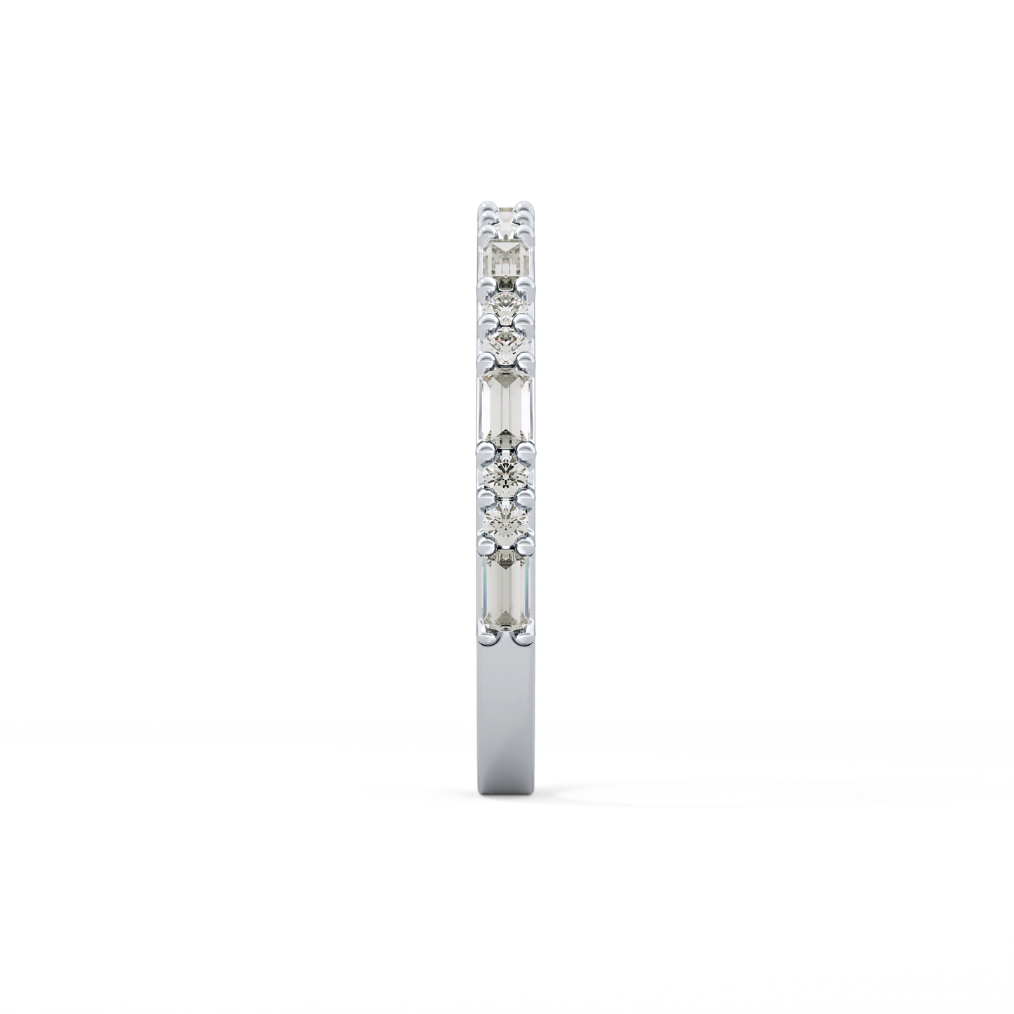 Half Eternity Wedding Band with 0.70 TCW Round and Baguette Cut Moissanite – Yellow, White, or Rose Gold