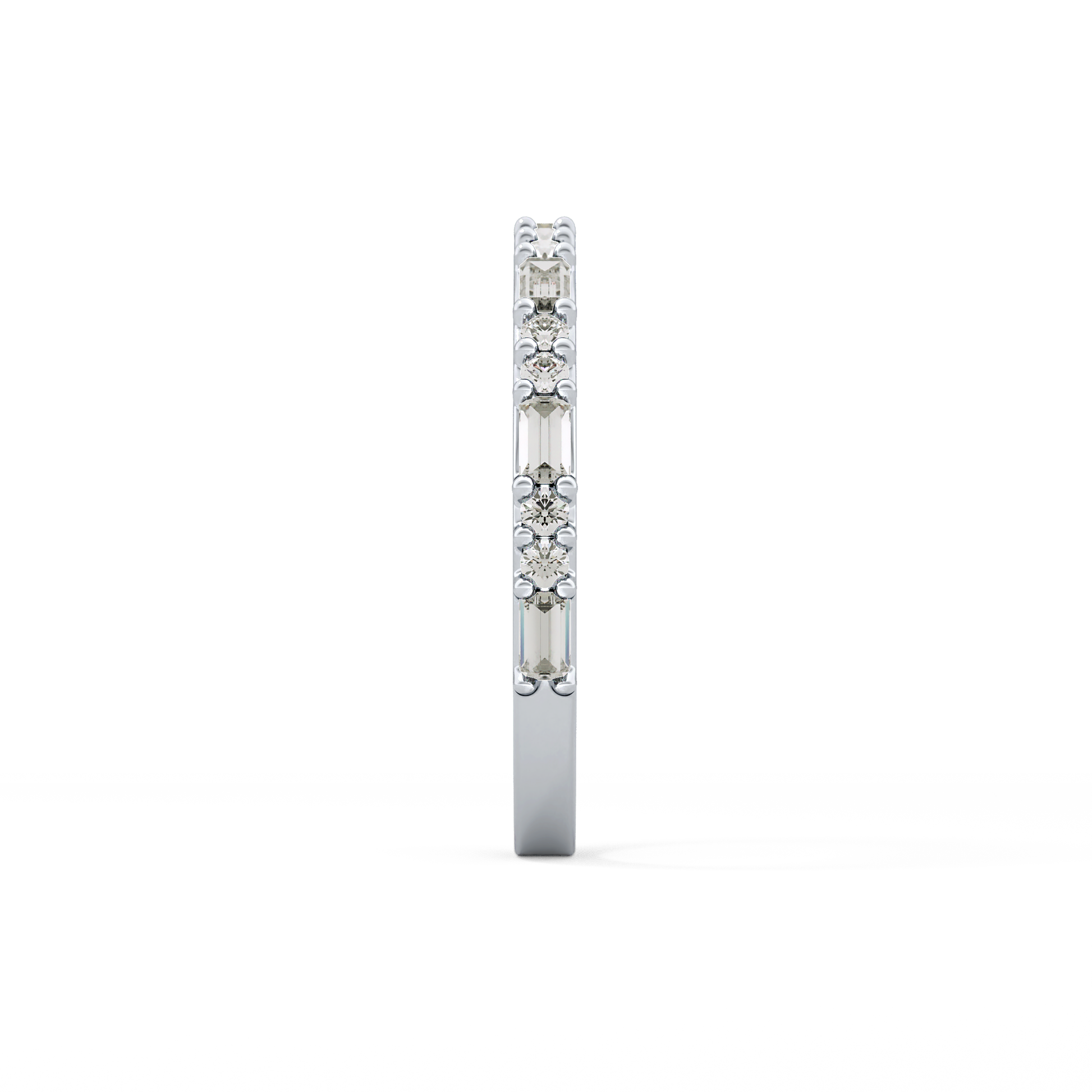 Half Eternity Wedding Band with 0.70 TCW Round and Baguette Cut Moissanite – Yellow, White, or Rose Gold
