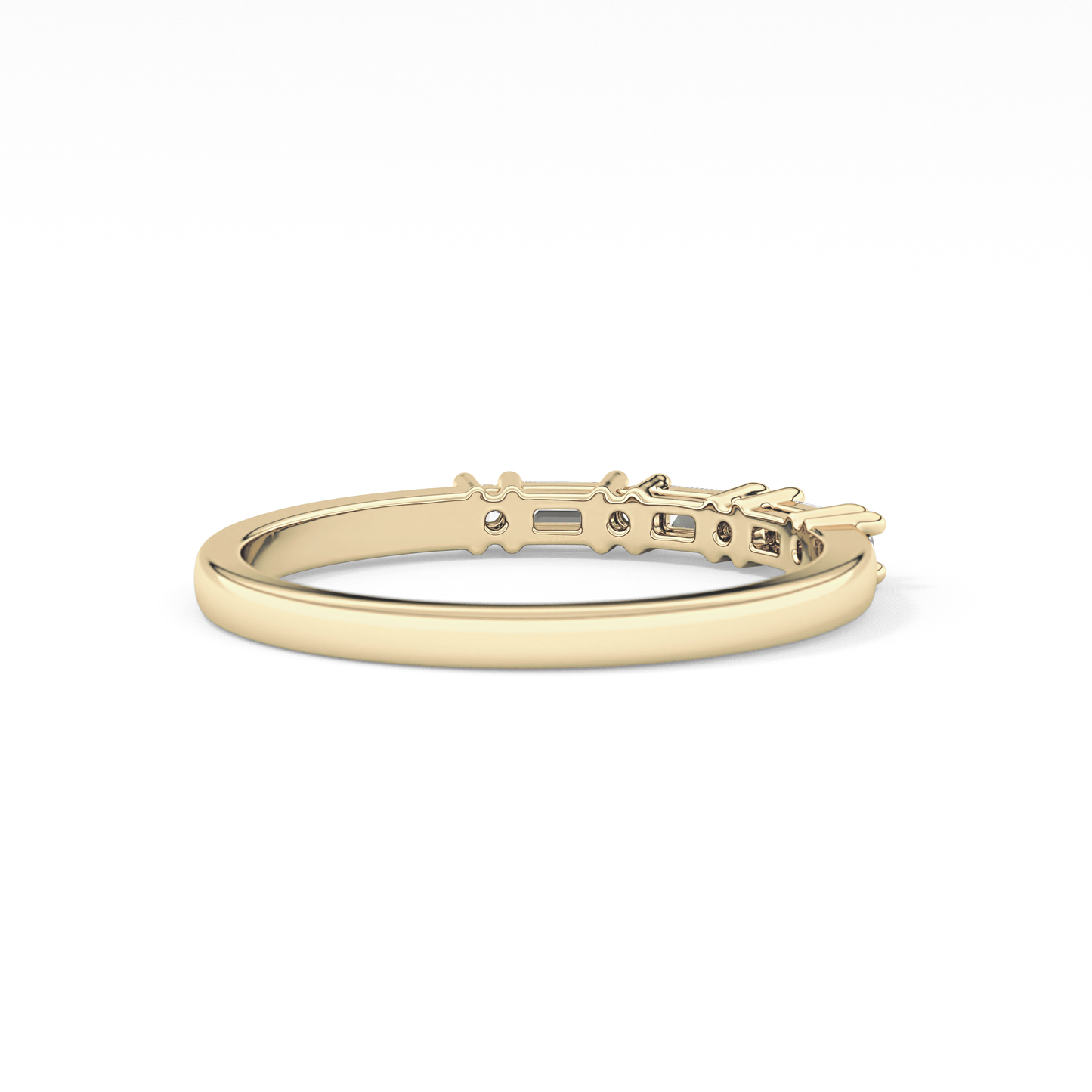 Half Eternity Wedding Band with 0.22 TCW Round and Baguette Cut Moissanite – Yellow, White, or Rose Gold