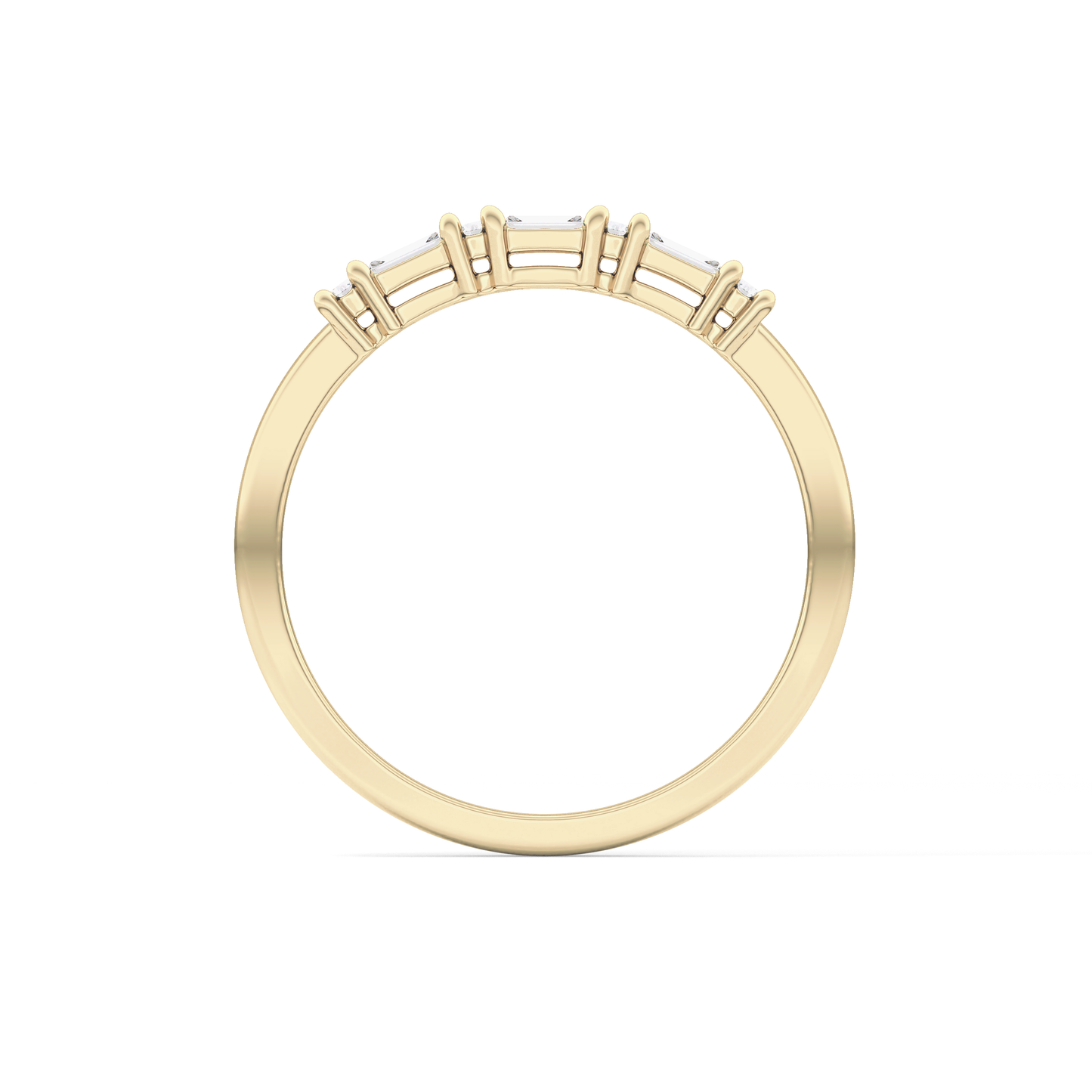 Half Eternity Wedding Band with 0.22 TCW Round and Baguette Cut Moissanite – Yellow, White, or Rose Gold