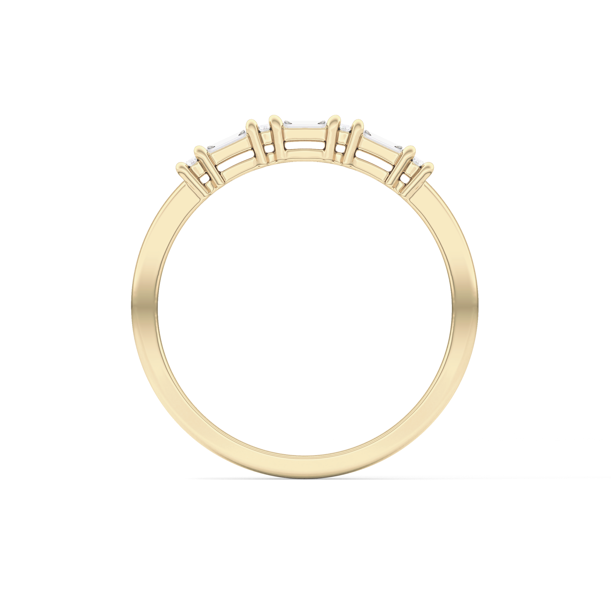 Half Eternity Wedding Band with 0.22 TCW Round and Baguette Cut Moissanite – Yellow, White, or Rose Gold