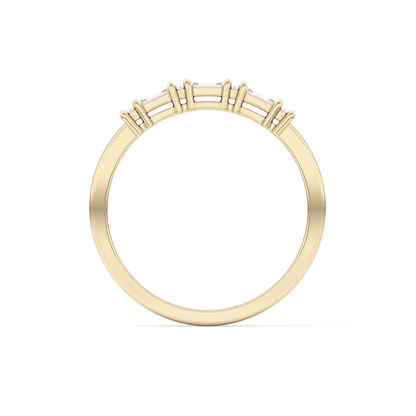 Half Eternity Wedding Band with 0.22 TCW Round and Baguette Cut Moissanite – Yellow, White, or Rose Gold