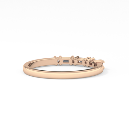 Half Eternity Wedding Band with 0.22 TCW Round and Baguette Cut Moissanite – Yellow, White, or Rose Gold