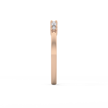 Half Eternity Wedding Band with 0.22 TCW Round and Baguette Cut Moissanite – Yellow, White, or Rose Gold
