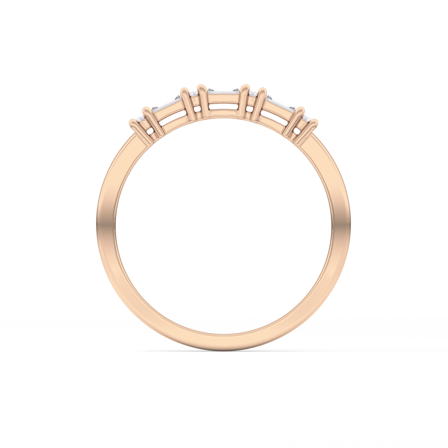 Half Eternity Wedding Band with 0.22 TCW Round and Baguette Cut Moissanite – Yellow, White, or Rose Gold