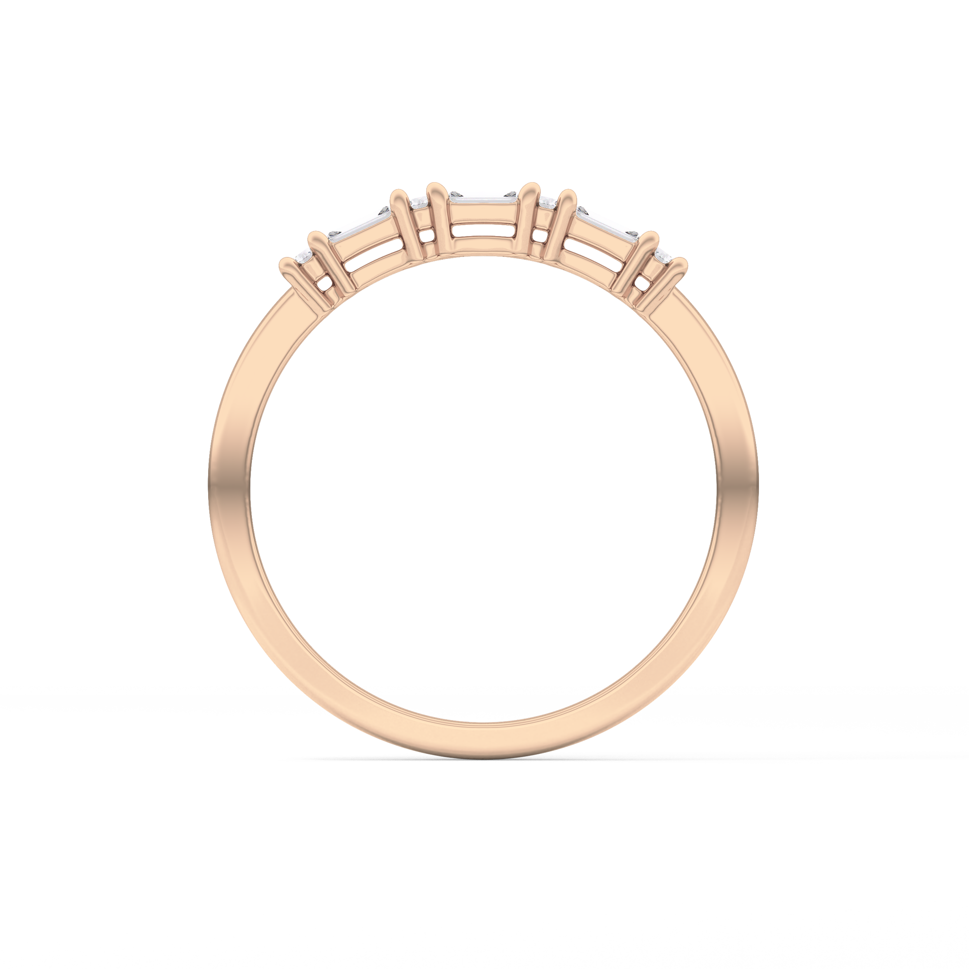 Half Eternity Wedding Band with 0.22 TCW Round and Baguette Cut Moissanite – Yellow, White, or Rose Gold
