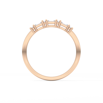 Half Eternity Wedding Band with 0.22 TCW Round and Baguette Cut Moissanite – Yellow, White, or Rose Gold