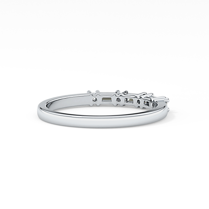 Half Eternity Wedding Band with 0.22 TCW Round and Baguette Cut Moissanite – Yellow, White, or Rose Gold