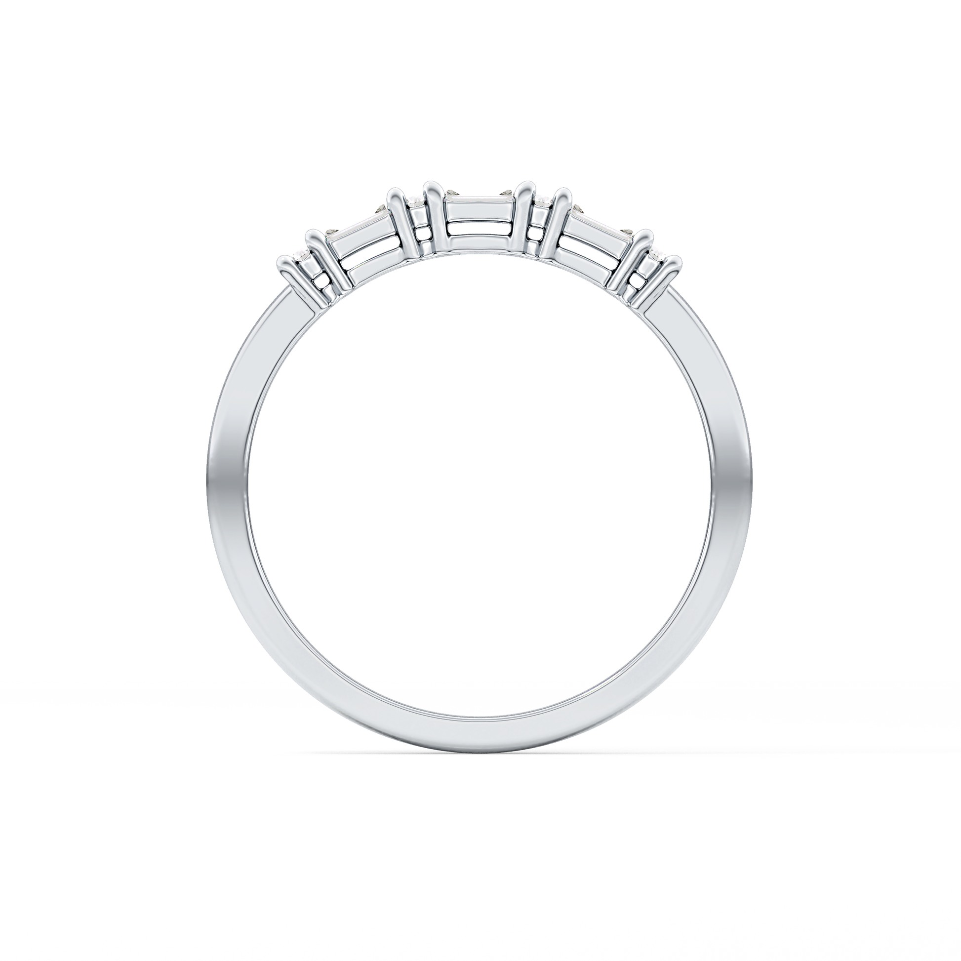 Half Eternity Wedding Band with 0.22 TCW Round and Baguette Cut Moissanite – Yellow, White, or Rose Gold