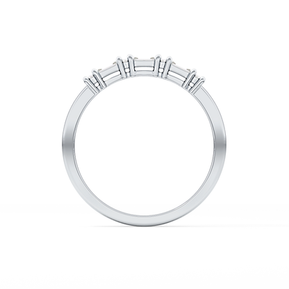 Half Eternity Wedding Band with 0.22 TCW Round and Baguette Cut Moissanite – Yellow, White, or Rose Gold
