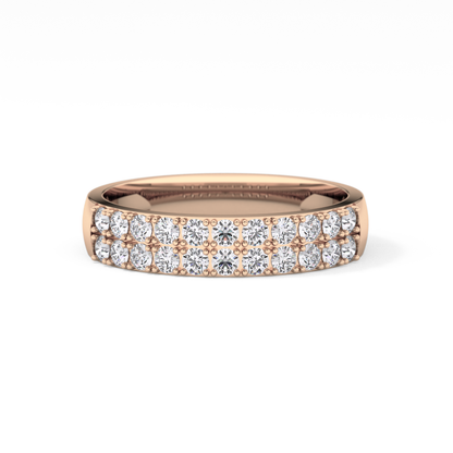 Half Eternity Wedding Band with 0.77 TCW Round Cut Moissanite – Yellow, White, or Rose Gold