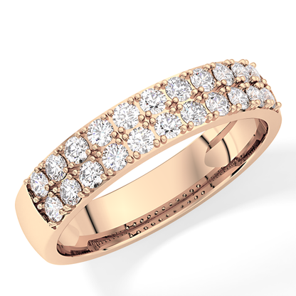 Half Eternity Wedding Band with 0.77 TCW Round Cut Moissanite – Yellow, White, or Rose Gold